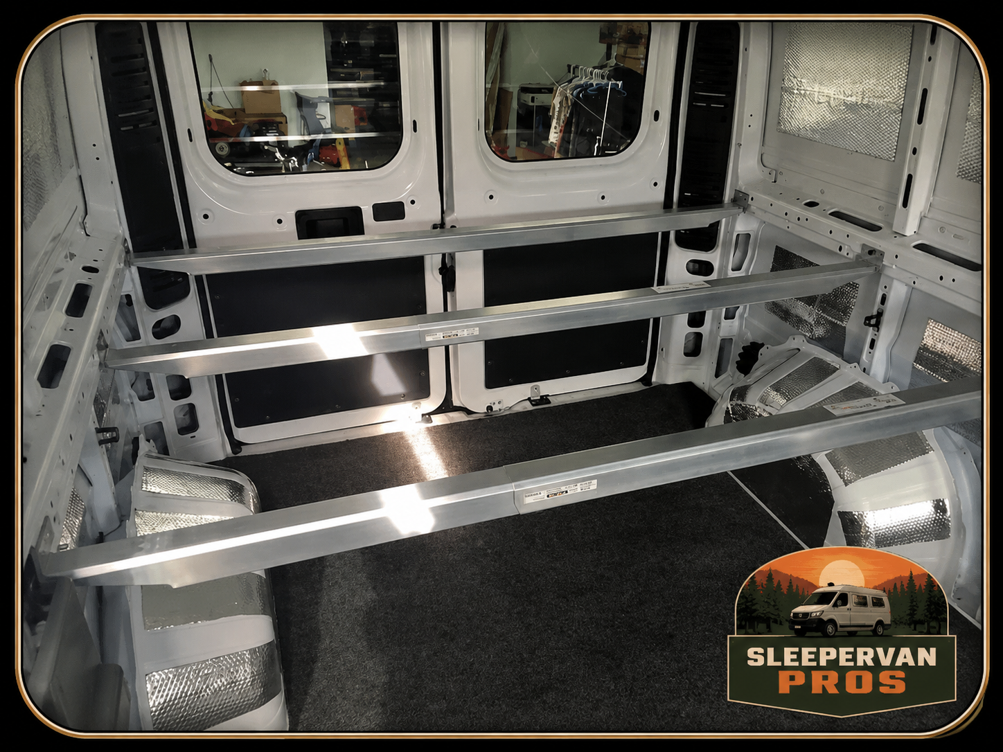 Twin bed setup 01 in van